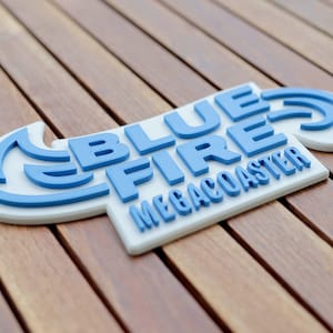 Several Rollercoaster 3D signs Fridge magnet Themepark Logos Blue Fire