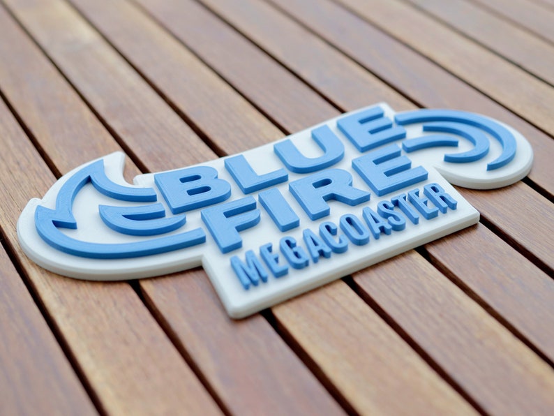 Several Rollercoaster 3D signs Fridge magnet Themepark Logos Blue Fire