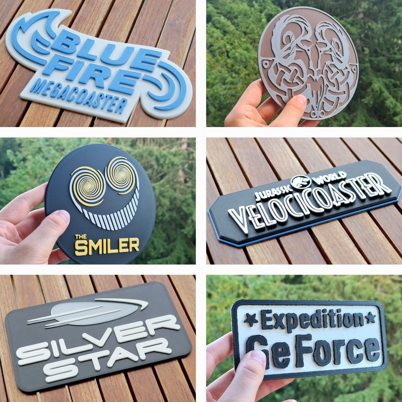 Several Rollercoaster 3D signs Fridge magnet Themepark Logos image 1