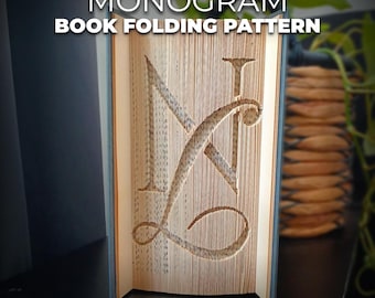 Modèle de pliage de livre monogramme personnalisé pour livre plié Modèle artistique pour découper et plier