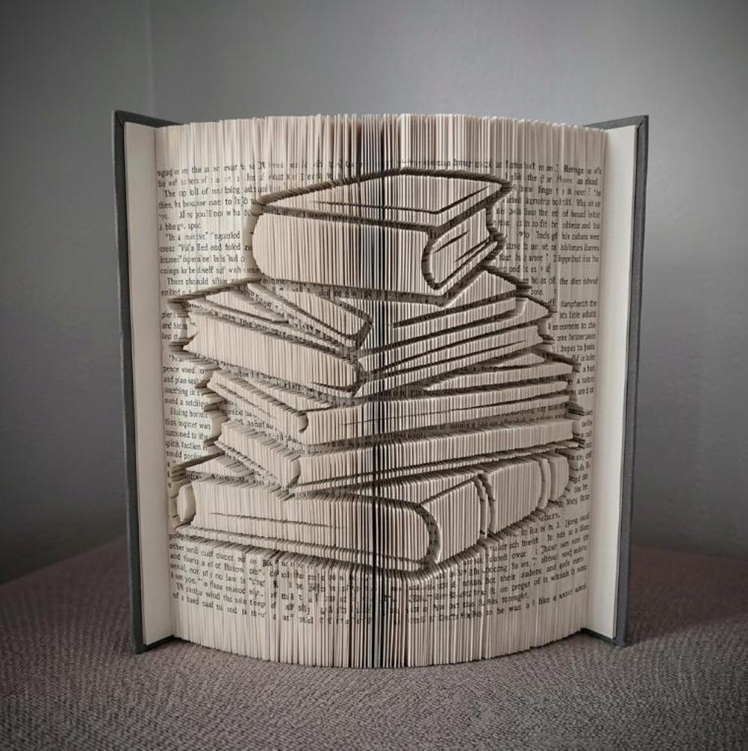 Book Stack Book Folding Pattern - Cut and Fold - Etsy