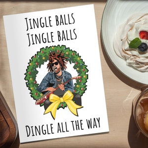 Set of 10 Funny Christmas Cards with Envelopes, Adult Happy Holidays X-Mas for Music Lover, Lenny Kravitz Rock n Roll Concert Fail Card Pack