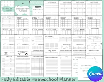 Ultimate Fully Editable Homeschool Planner, Undated, Digital, Printable, PDF