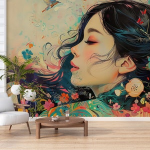 Beauty Salon Wallpaper, Wall Mural for Hairdresser, Beauty Parlour Decals, Woman Makeup Art - Hair Salon Decor, Stylish Salon Wallpaper