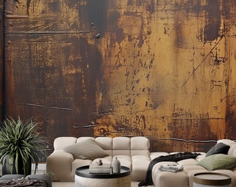 Dark Copper Texture Wallpaper, Removable, Concrete Wallpaper, Living Room and Bedroom Mural Decor, Peel and Stick Nonwoven and Vinyl