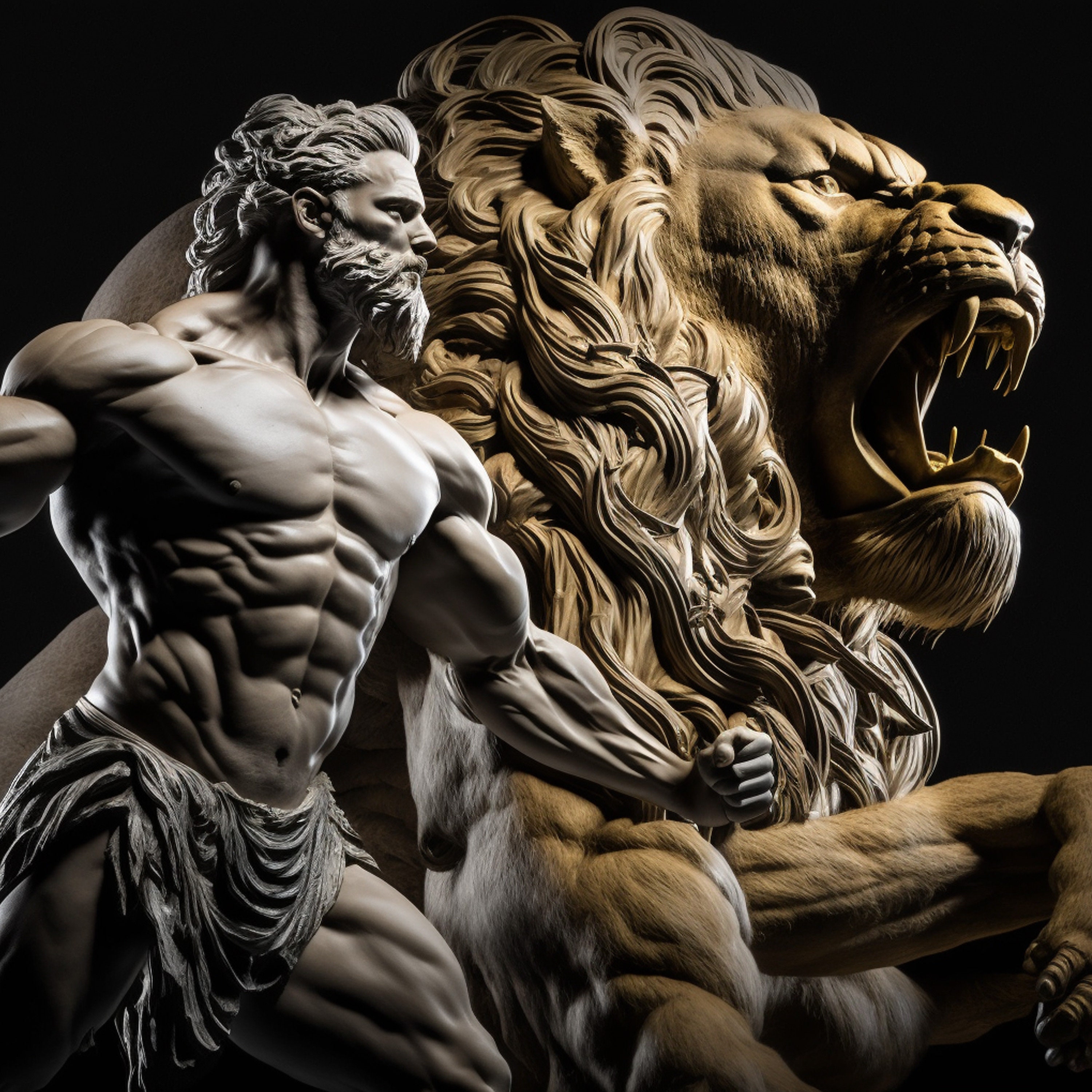 Hercules and the Lion Statue Wallpaper for House and Office Etsy