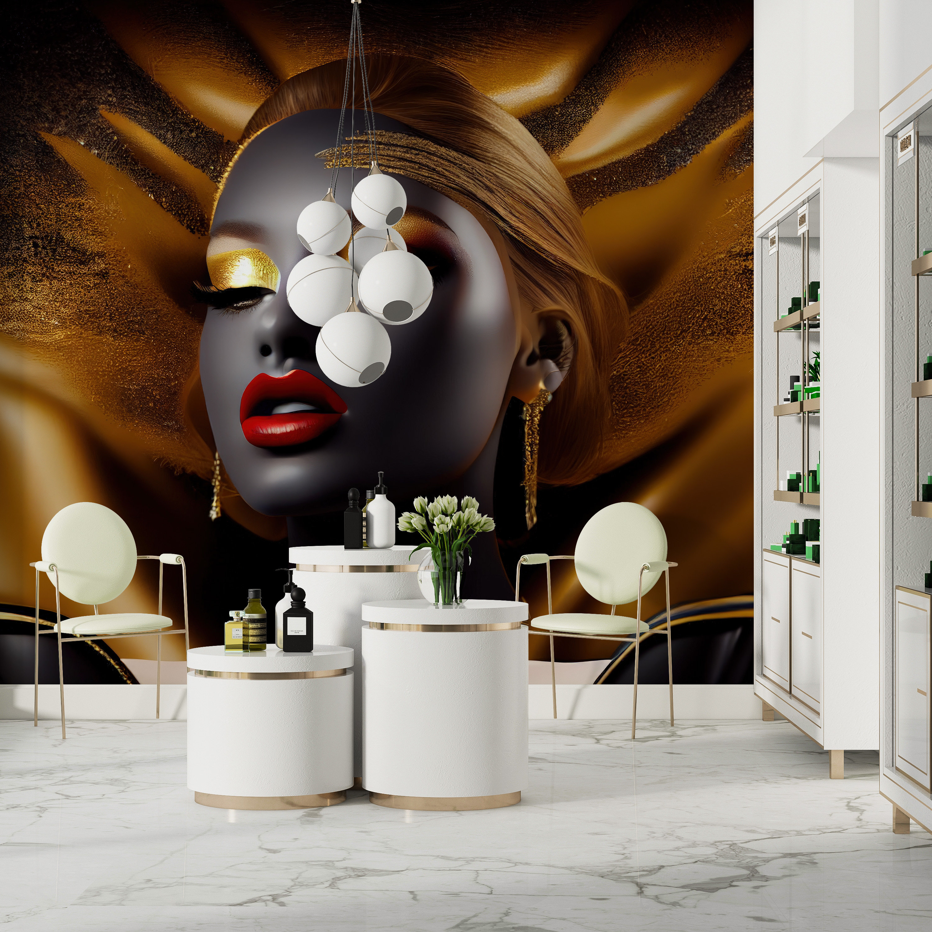 Beauty Salon Wall Mural, 3D Woman Wallpaper, Hair Salon, Black Woman ...