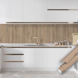 Peel-and-Stick stickers voor badkamer | Zelfklevende folie met houtpatroon | Waterdicht, oliebestendig wanddecoratie | Meubelfineer