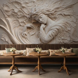 Goddess Venus Relief Wallpaper | Roman Mythology Mural Decor, Peel and Stick Nonwoven and Vinyl, Mythological Decor