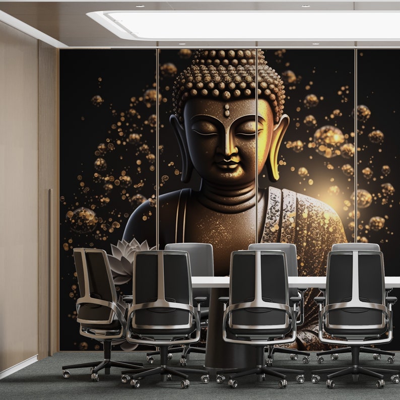Gold Buddha Statue Wallpaper for Office and Home Wall Etsy