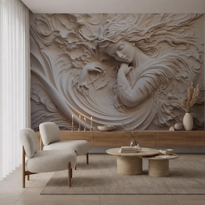 Goddess Venus Relief Wallpaper | Roman Mythology Mural Decor, Peel and Stick Nonwoven and Vinyl, Mythological Decor