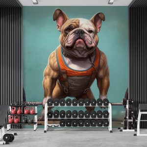Dogs Wallpaper, Dog Wallpaper Mural, Body Builder Dog Wallpaper for Nursery and Kids Room, Dog Mural Nursery Wallpaper, Dogs Wall Decor