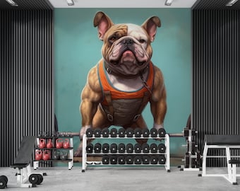 Dogs Wallpaper, Dog Wallpaper Mural, Body Builder Dog Wallpaper for Nursery and Kids Room, Dog Mural Nursery Wallpaper, Dogs Wall Decor