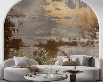 Gold Plaster Textured Wallpaper Abstract Wall Art, Removable Concrete Wallpaper, Living Room and Bedroom Mural Decors, Luxury Wallpaper