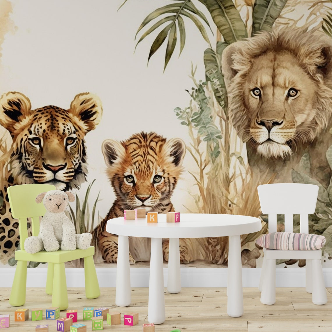 Cute Safari Lion Family Wallpaper Kids and Nursery Mural - Etsy