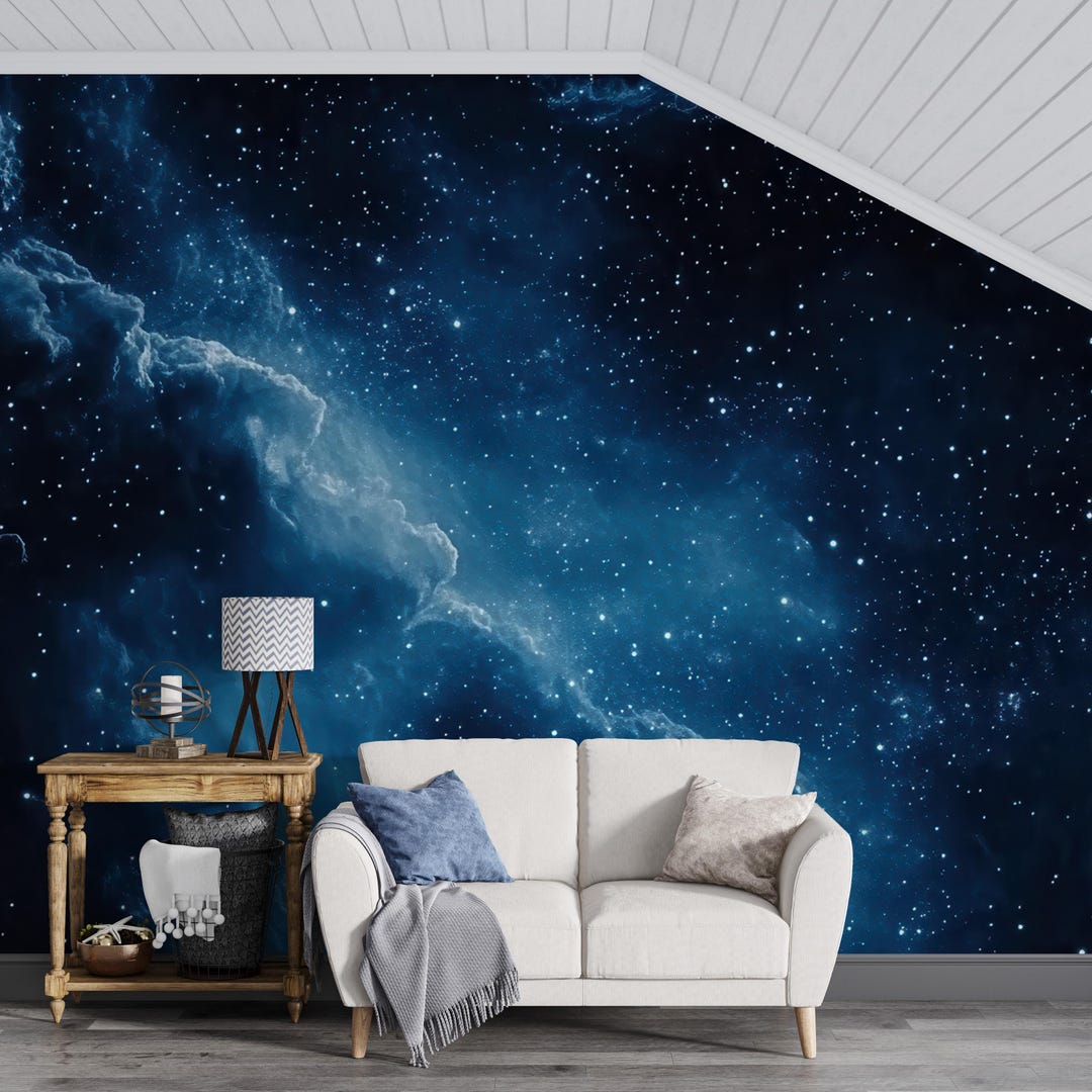 Cosmic Starry Night Sky Wallpaper, Deep Space Nebula Wall Mural ...