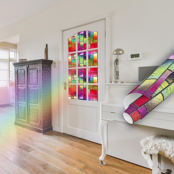 Holographic Privacy Film | Self-Adhesive Paper| Static Cling Sticker | Waterproof, Heat Resistant | Bathroom, Kitchen & Office