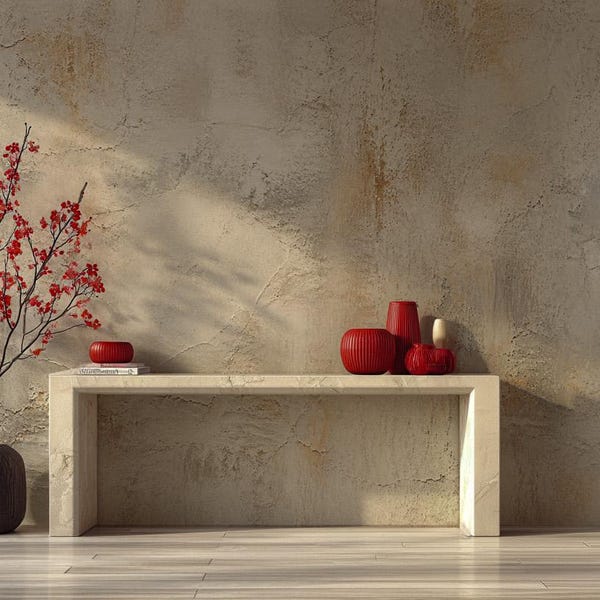 Beige Plaster Textured Wallpaper, Removable Concrete Wallpaper, Living Room and Bedroom Mural Art, Peel and Stick Nonwoven and Vinyl