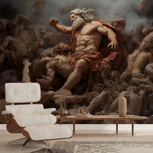 Zeus Wall Art The Battle of the Titans Wallpaper, Greek Mythology Mural Decor, Peel Stick Greek Wallpaper,  Mythological Art Home & Office