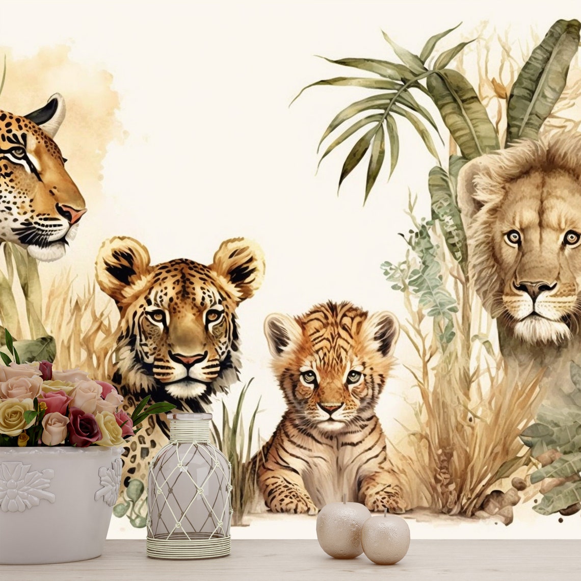 Cute Safari Lion Family Wallpaper Kids and Nursery Mural - Etsy