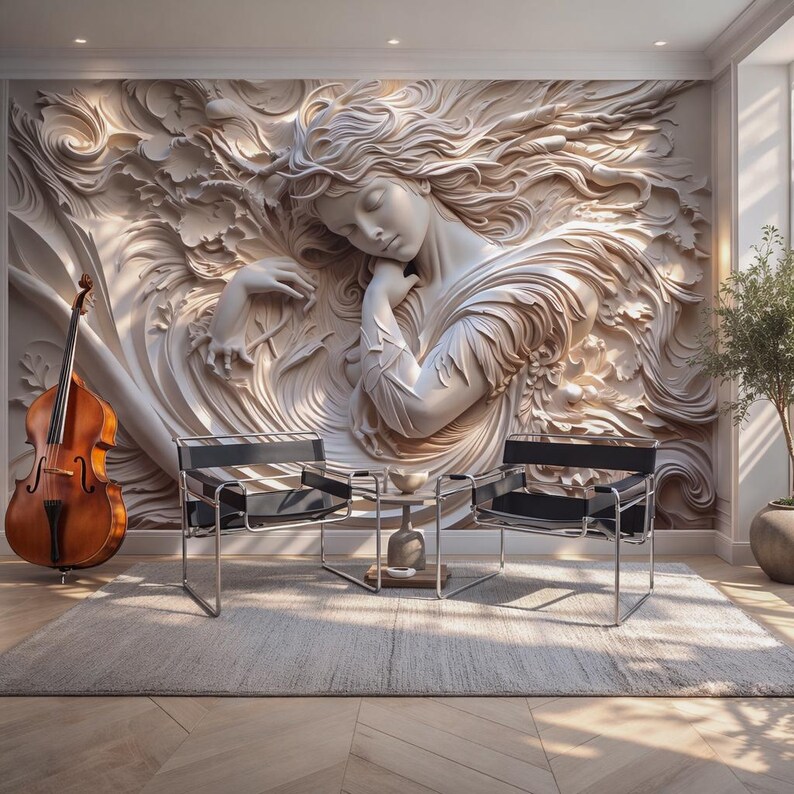 Goddess Venus Relief Wallpaper | Roman Mythology Mural Decor, Peel and Stick Nonwoven and Vinyl, Mythological Decor