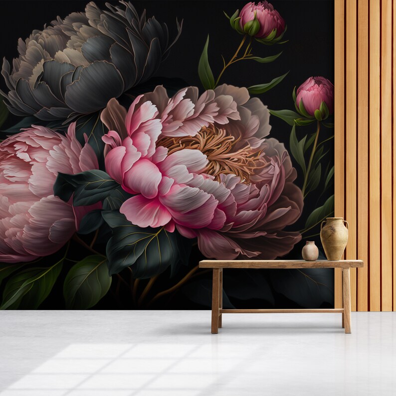 Peony Flower Wallpaper for Living Room and Bedroom, Natural and ...