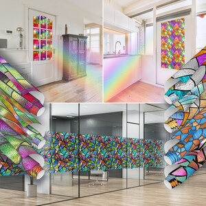 Holographische Sichtschutzfolie | Selbstklebendes Papier| Static Cling Sticker | Wasserdicht, hitzebeständig | Bad, Küche & Büro