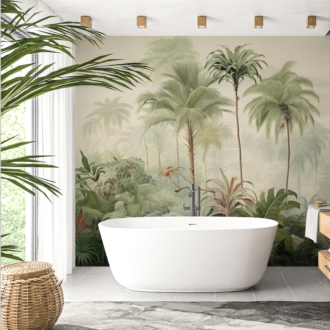 Tropical Mural Wallpaper | Black and White Jungle Paradise