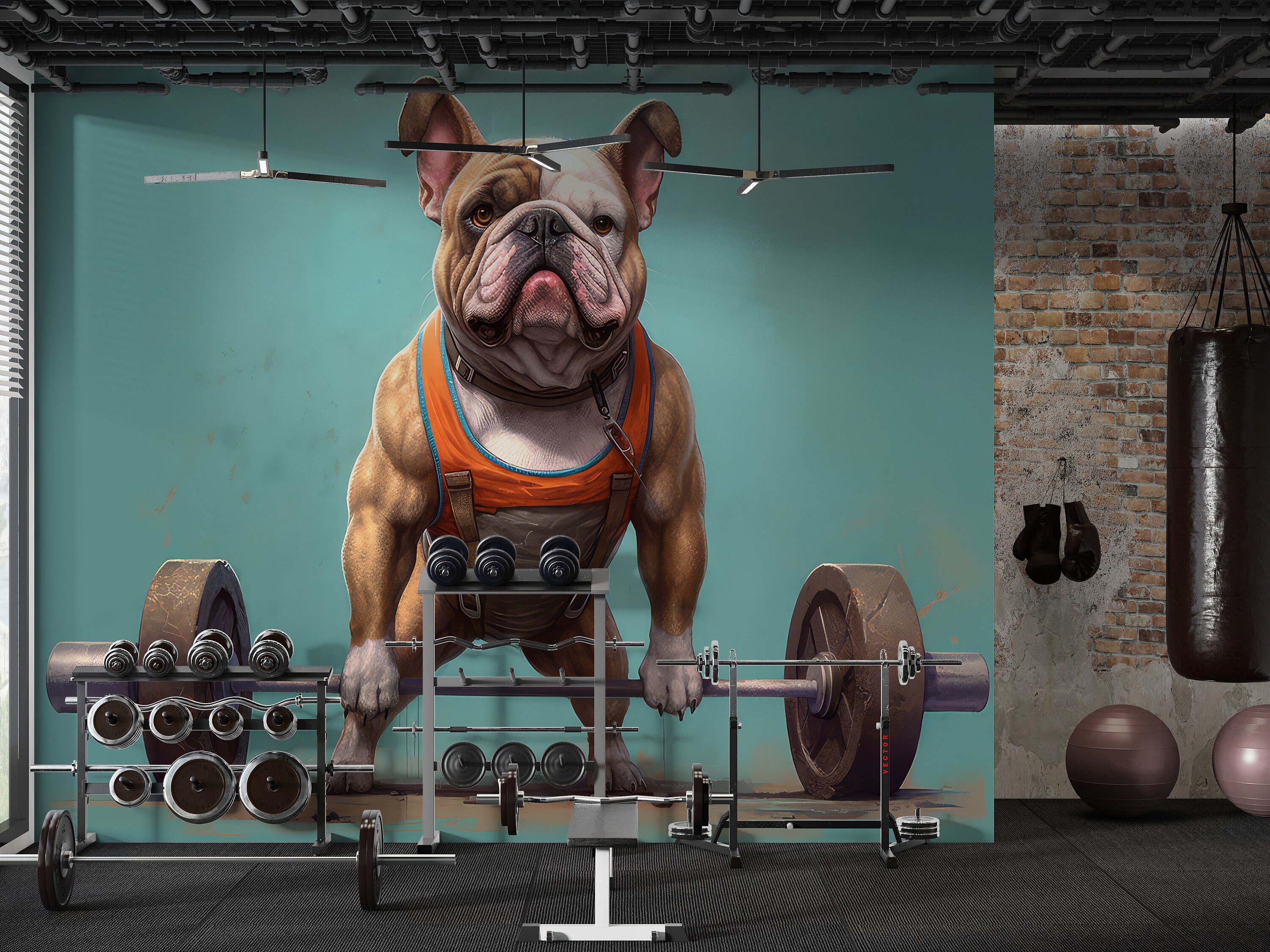 Dogs Wallpaper, Dog Wallpaper Mural, Body Builder Dog Wallpaper for