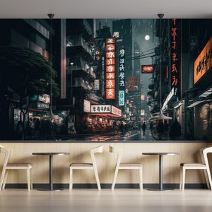 Tokyo City Landscape Wallpaper, for Living room, Bedroom and Office-One Piece and Removable Decal - Illustrator Photo Background Mural Art