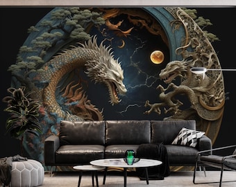 3D Dragon Wallpaper: Decorate with Magical Mythical Murals that Stick and Peel Off