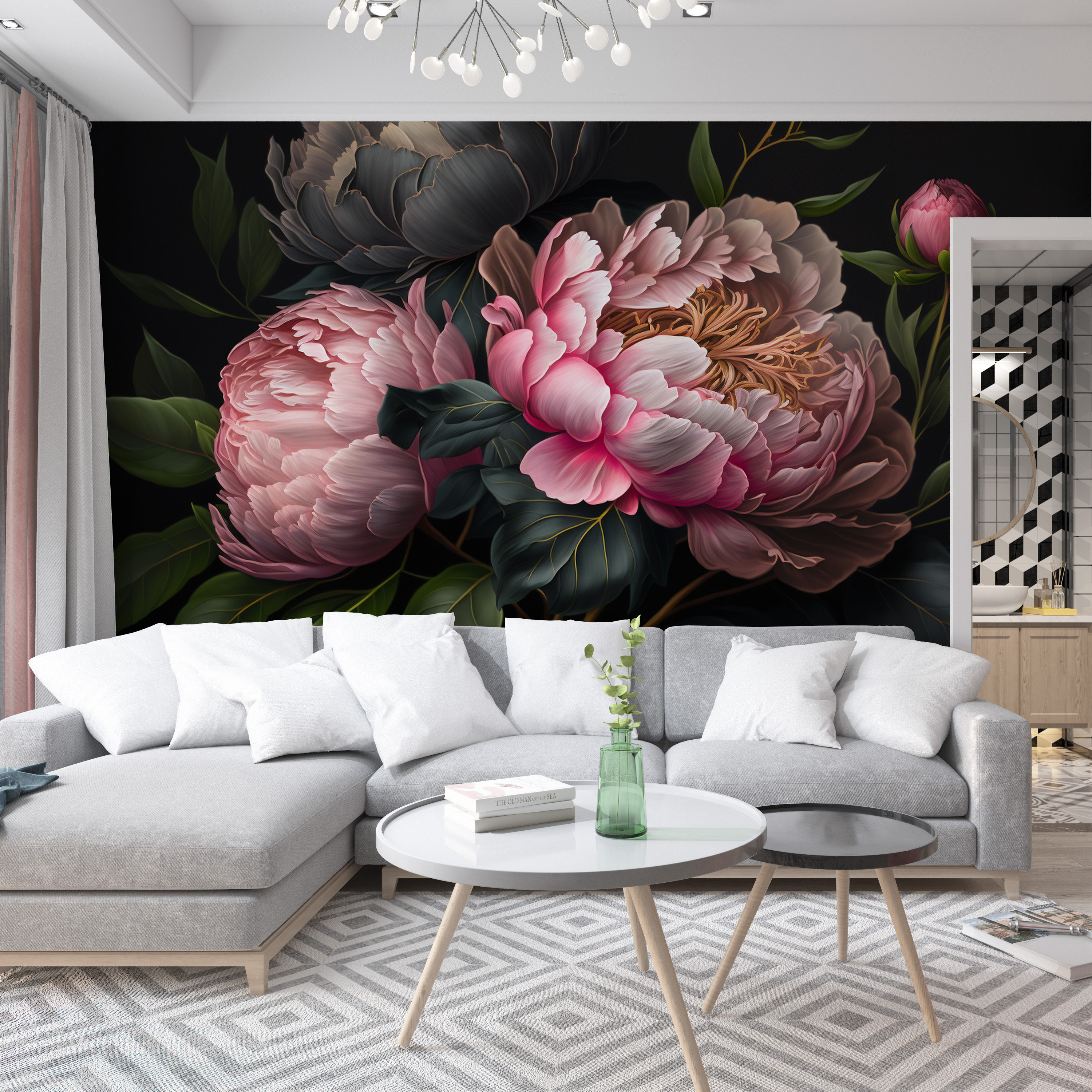 Peony Flower Wallpaper for Living Room and Bedroom, Natural and ...