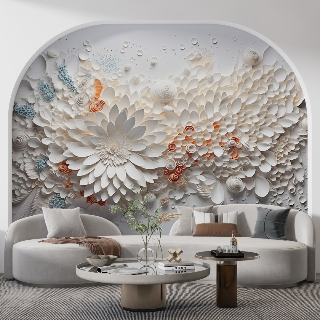 3D Pastel Color Flowers Relief Wallpaper, Living Room and Bedroom Floral  Mural Decor, Seel and Stick, Embossed Wallpaper - Etsy, image size:1080x1080