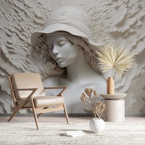 Carta da parati in rilievo con illusione 3D, carta da parati artistica murale realistica, murale della dea Venere, decorazione mitologica stacca e incolla, autoadesiva
