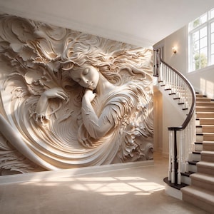Goddess Venus Relief Wallpaper | Roman Mythology Mural Decor, Peel and Stick Nonwoven and Vinyl, Mythological Decor