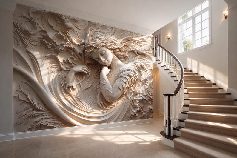 Goddess Venus Relief Wallpaper | Roman Mythology Mural Decor, Peel and Stick Nonwoven and Vinyl, Mythological Decor