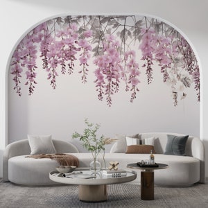 Hanging Flowers Wallpaper / Chinese Purple Wisteria Modern Boho Floral ...