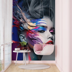 Beautiful Woman Salon Wallpaper, Woman Makeup Art Hair Salon Decor for ...
