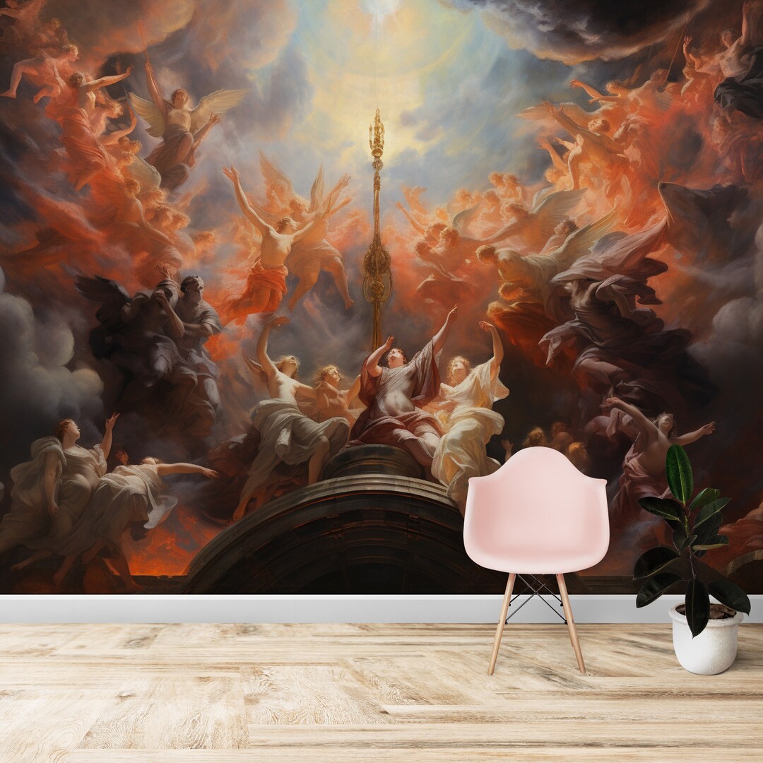 Sun Rennaisance The Birth of the Sun Wallpaper Renaissance Painting Mural Decor Peel ...
