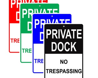 No Trespassing Private Dock No Landing Aluminum Rust Free Sign 