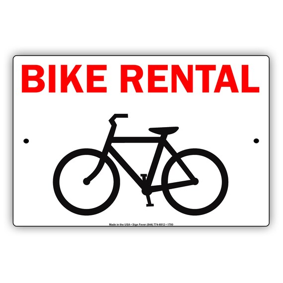 Bike Rental Aluminum Metal Sign Bicycle 