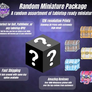 Random 3D Printed Miniatures Mystery Box | Tabletop RPG D&D Pathfinder Bundle