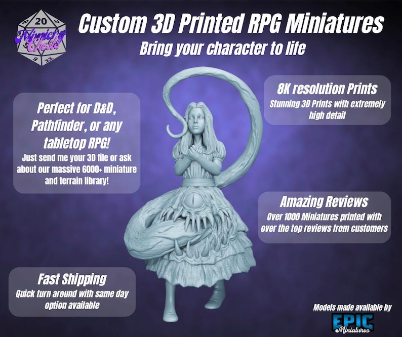 Custom 3D Printed RPG Miniatures: High-Detail Personalized Figurines for Tabletop Gamers & Collectors image 1