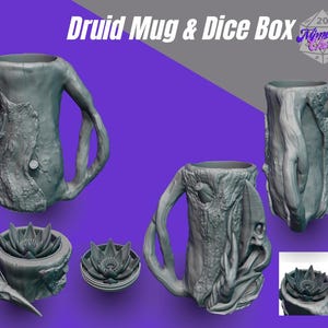 ドルイド神話マグ缶ホルダーとダイスボックス - 3DプリントファンタジーRPGマグ