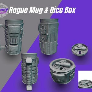 ローグミシックマグ缶ホルダーとダイスボックス - 3DプリントファンタジーRPGマグ