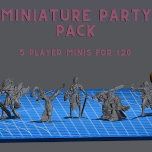 5-for-4 DnD Party Pack: Custom 3D Printed Miniature Bundle - Tabletop RPG Characters