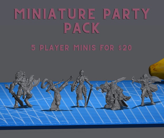 5-for-4 DnD Party Pack: Custom 3D Printed Miniature Bundle - Tabletop RPG Characters