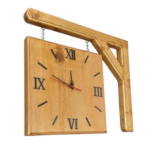 Rustic Double-Sided Wooden Wall Clock with Epoxy Roman Numerals