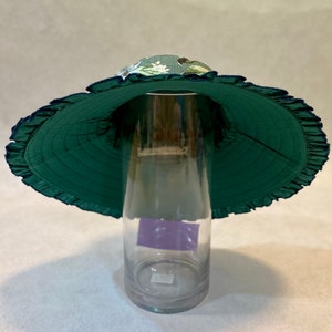 Sombrero de sol floral de ala ancha, talla pequeña / Sombrero reversible de lona verde imagen 4