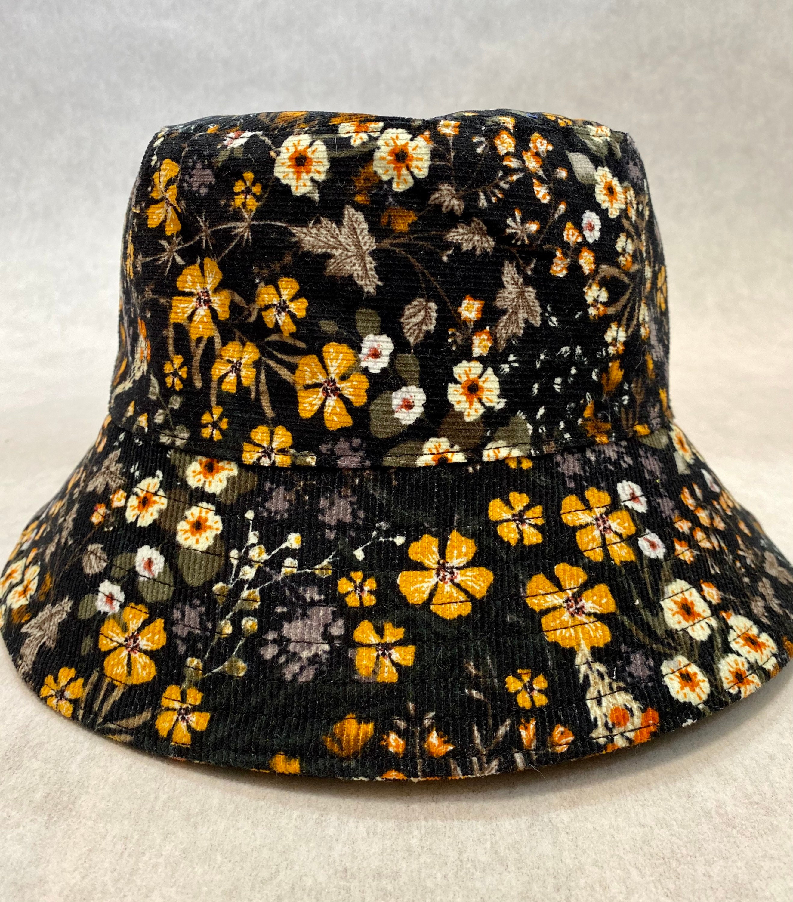 Corduroy Bucket Hat Mini Florals Reversible Handmade Fabric - Etsy ...